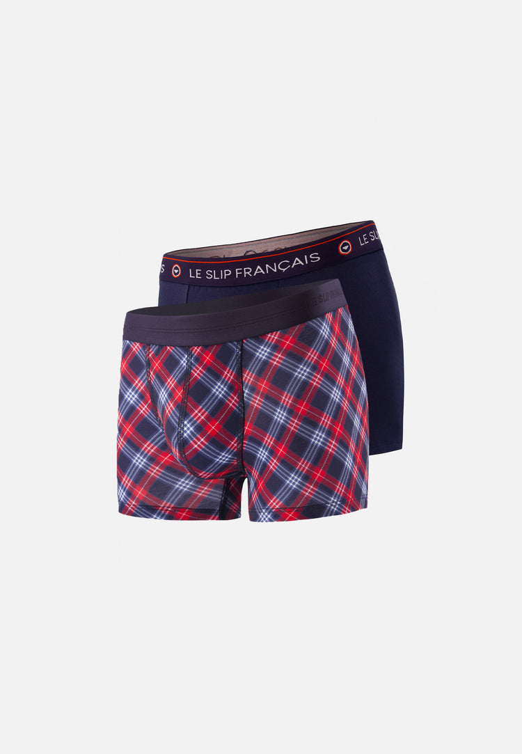 Pack Duo Boxer Marius Tartan Redoutable Marine - Le Slip Français - 1