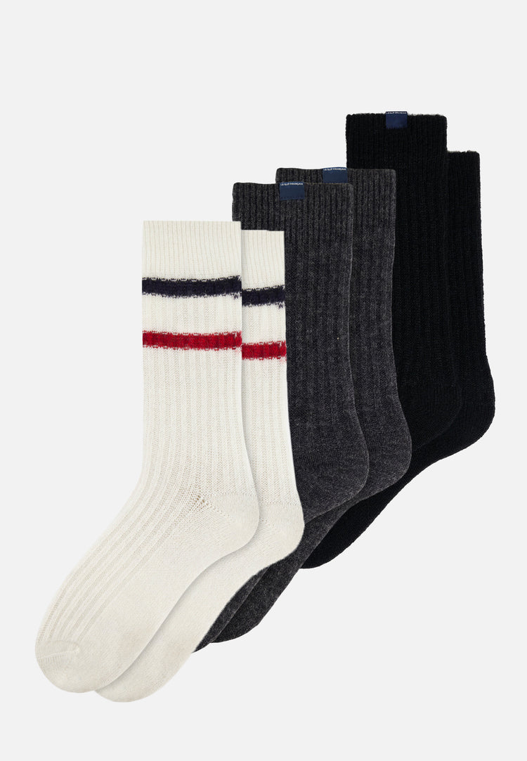 Trio de chaussettes Andy Marine Rouge Gris Noir - Le Slip Français - 1