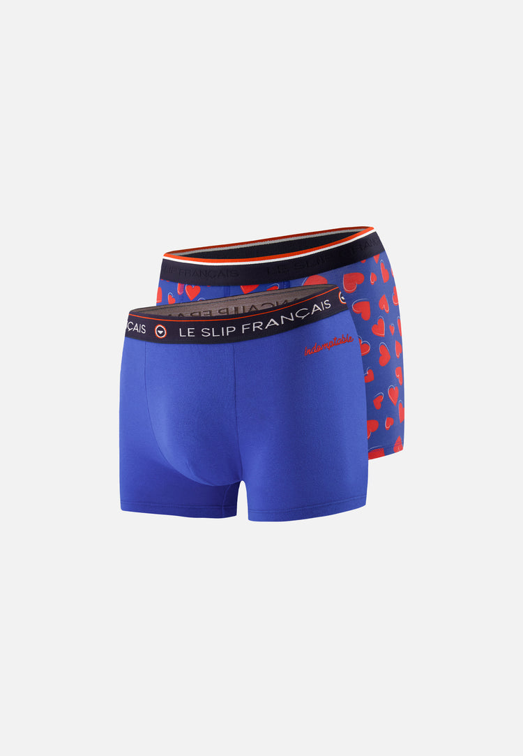 Coffret Duo Boxer Redoutable Bleu Eblouissant Brodé Indomptable Marius Corazon - Le Slip Français - 2