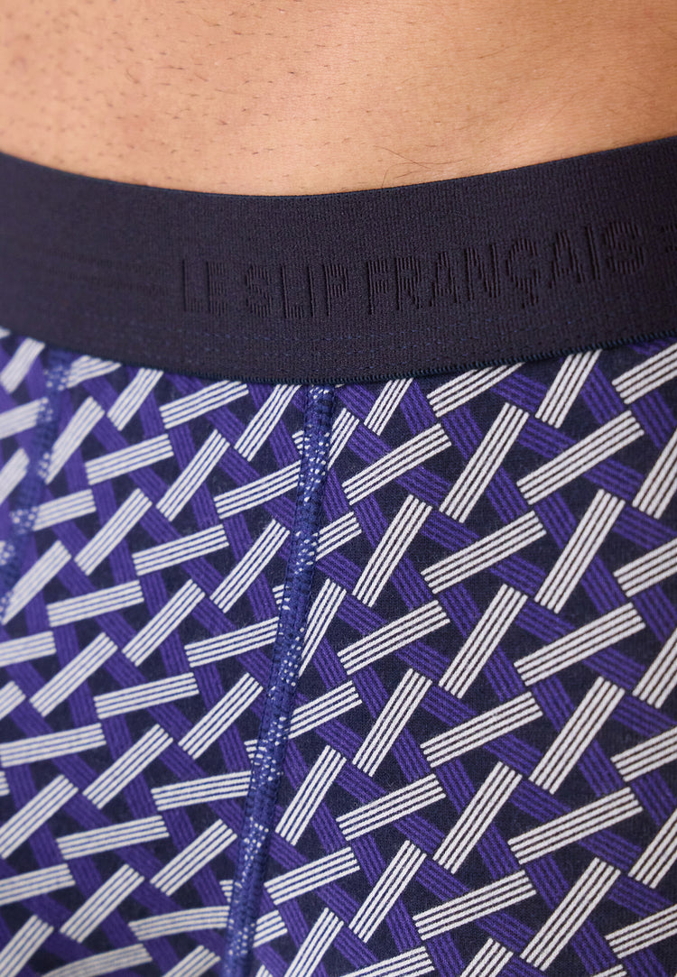 Marius Imprimé Diagonale Marine Velours - Le Slip Français - 4