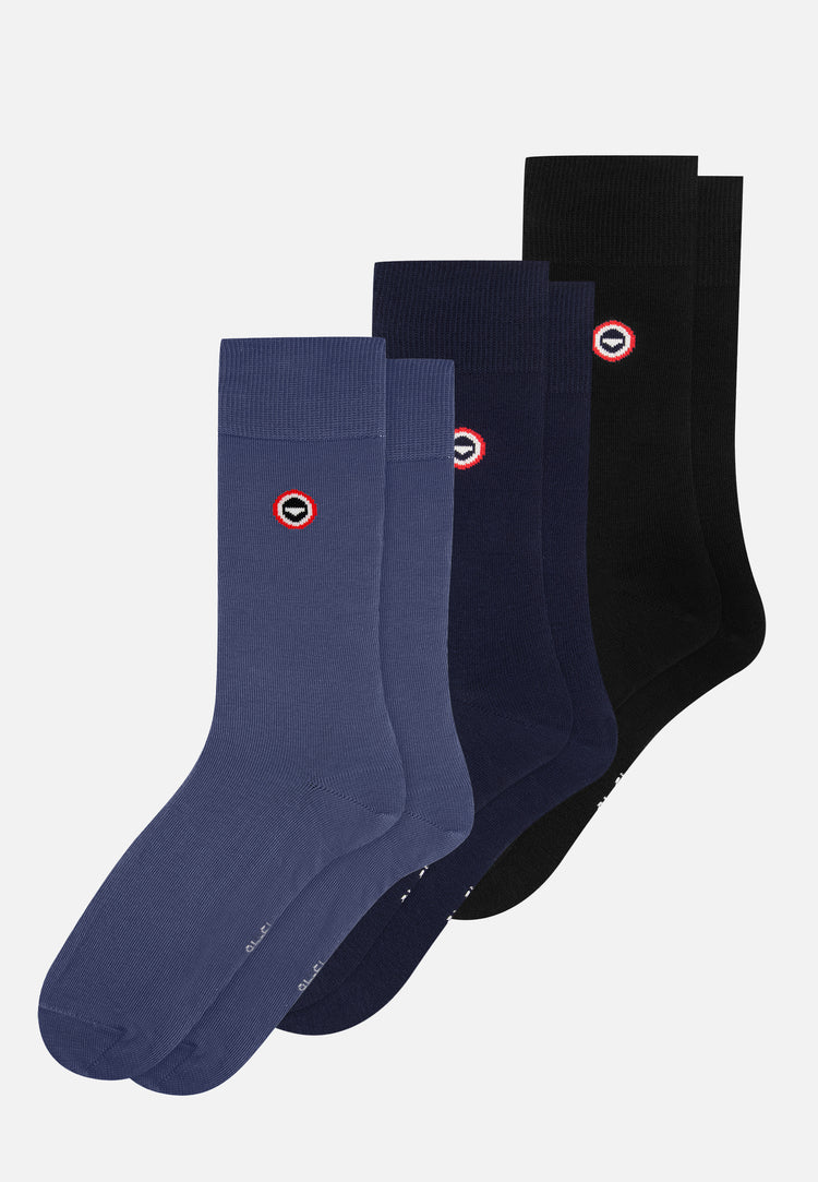 Pack Trio Chaussette Robuste Noir Marine Acier - Le Slip Français - 1