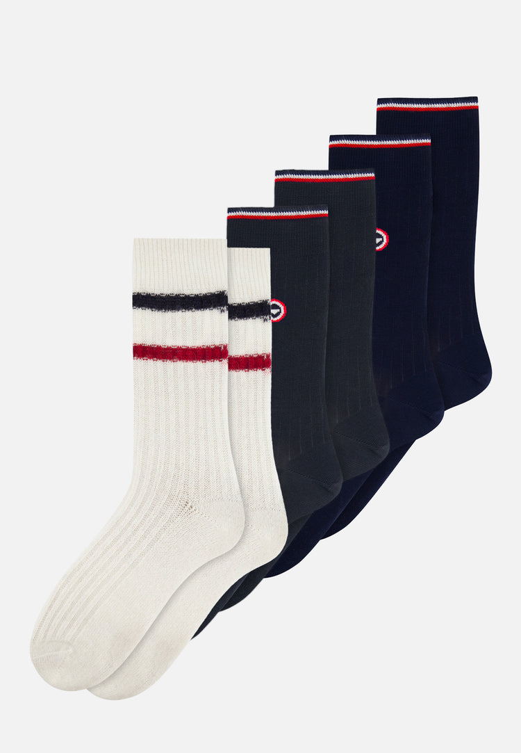 Andy Navy Red Nessy Anthracite Blue Socks Trio - Le Slip Français - 1