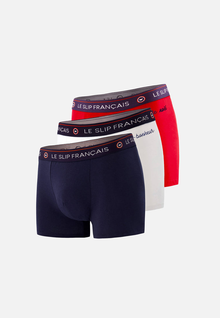 Coffret Trio Boxer Redoutable Marine Rouge Brodé Blanc Brodé - Le Slip Français - 2