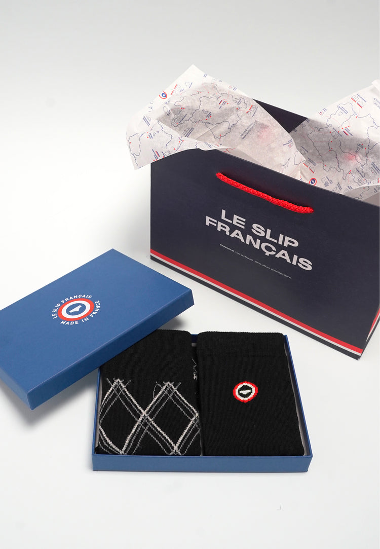 Lucas Black Tartan and Black Flag Box - Le Slip Français - 1