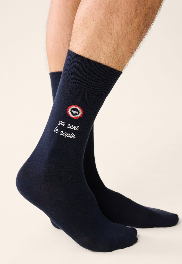 Coffret Trio Chaussettes Lucas Marine Sapin Flocon Drapeau Blanc - Le Slip Français - 3