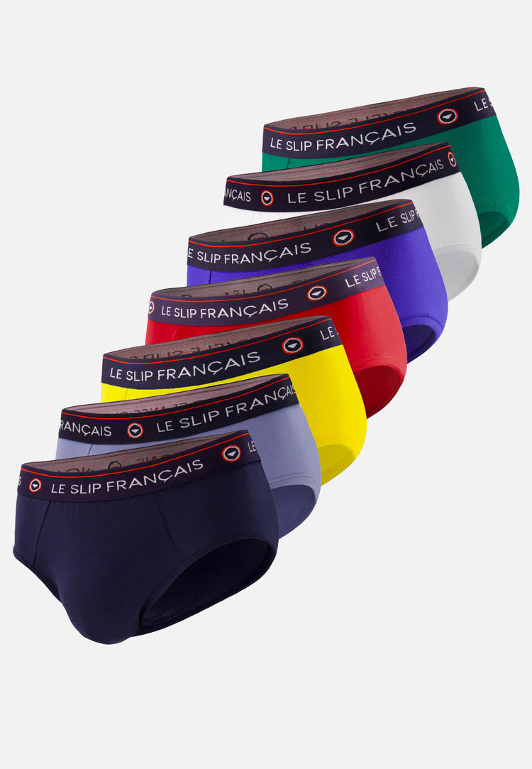 Pack Semainier Slip Intrépide Marine Bleu Jean Tournesol Rouge Cerise Bleu Éblouissant Blanc Emeraude - Le Slip Français - 1