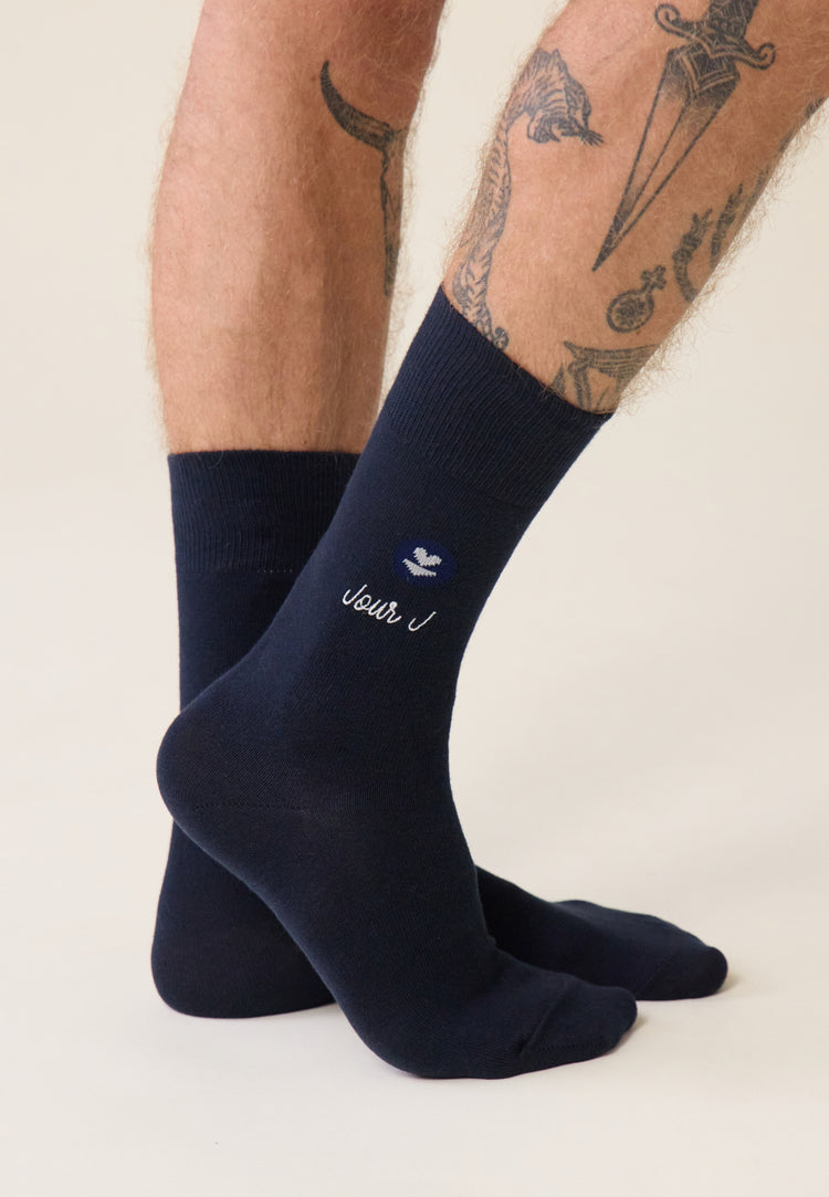 Pack Semainier Chaussettes Lucas Marine Brodé Gris Chiné Tar Marine Marine Flocon Marine Caviar - Le Slip Français - 2