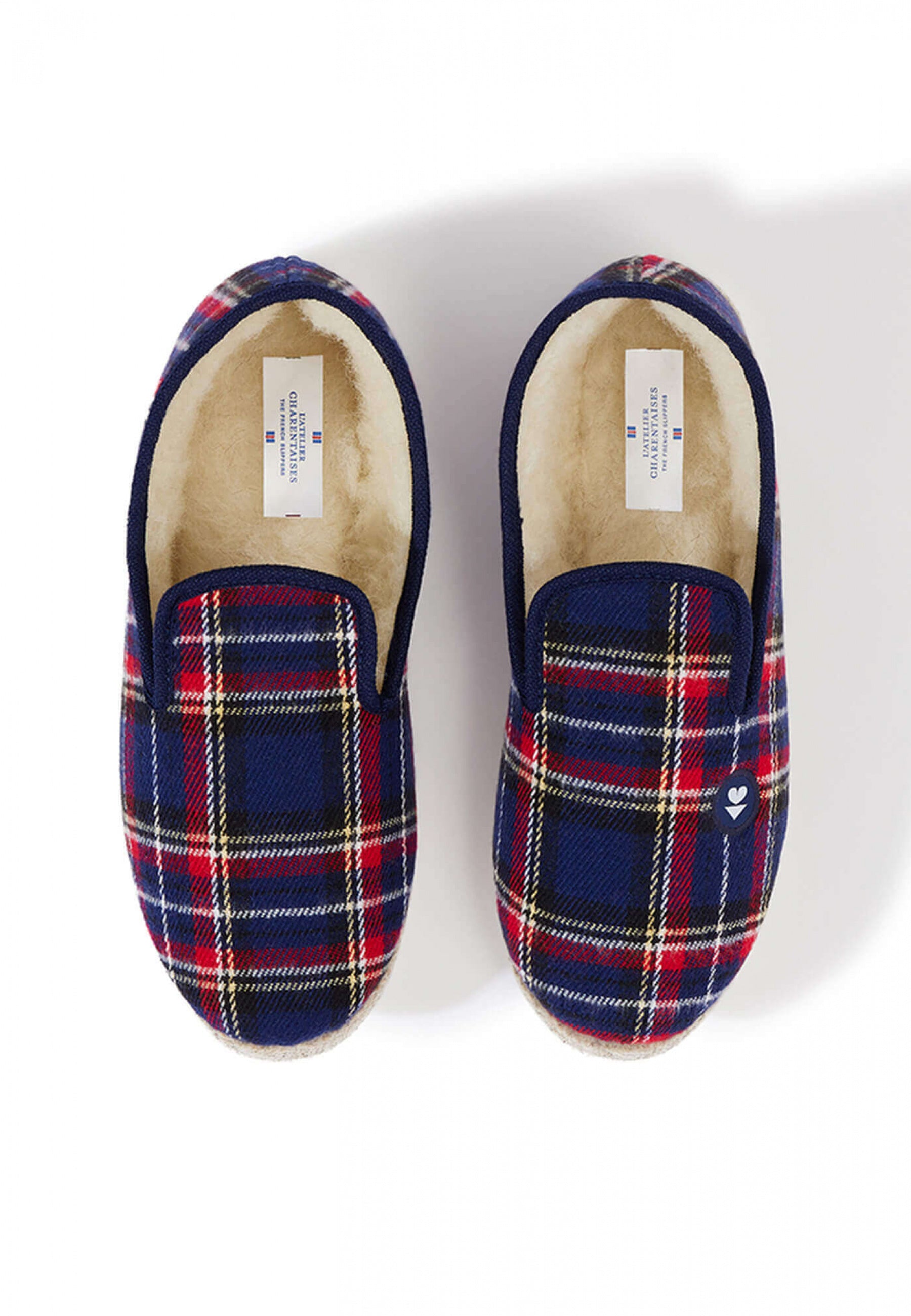 Charentaises Tartan Marine Chaussons d int rieur en laine Le