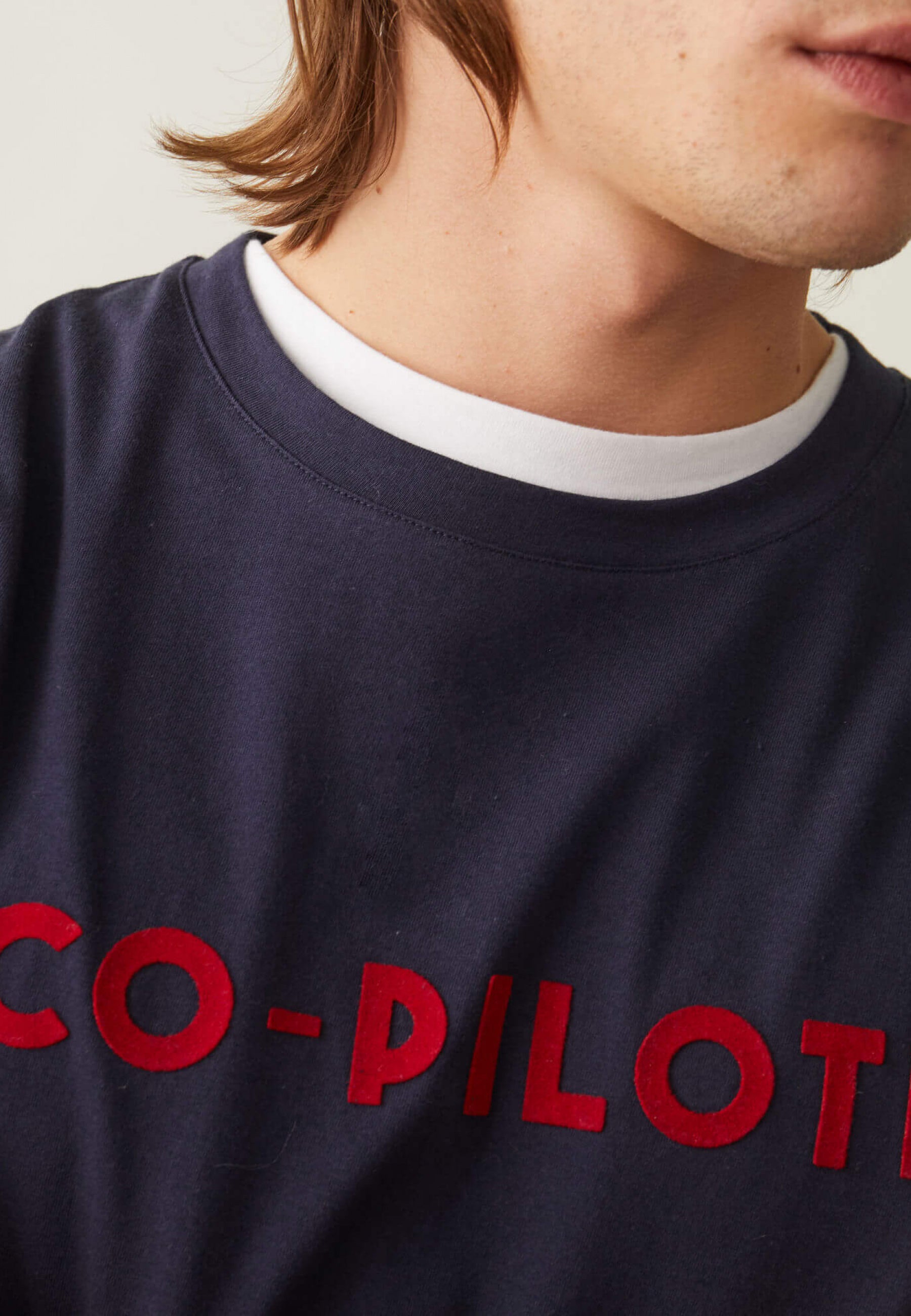 Jean F Copilote T shirt col rond en coton bio Le slip